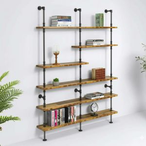 Kệ 6 tầng gỗ Tràm ống nước sắt tiện ren 160x25x220cm - PPF008