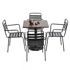 Combo bàn cafe vuông 70x70cm và 4 ghế sắt CBCF318