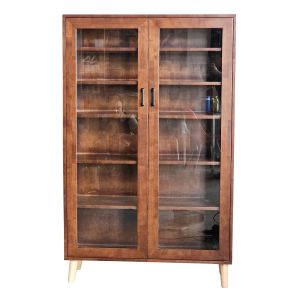 Tủ kính 2 cánh 100x35x160cm gỗ cao su KTB68207
