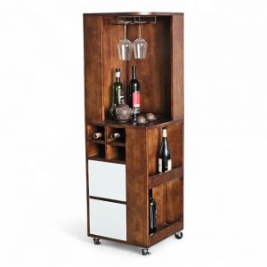 Tủ rượu di động Brevin 45x45x140cm gỗ cao su KGT68038 Tủ rượu di động Brevin 45x45x140cm gỗ cao su KGT68038