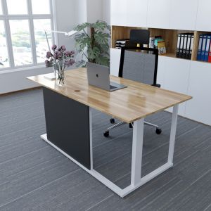 BGD68042- Bàn giám đốc Queen 80x160cm gỗ cao su chân sắt