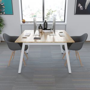 BNV68062 - Bàn cụm 2 gỗ cao su chân sắt vuông 50mm lắp ráp 120x120x75cm