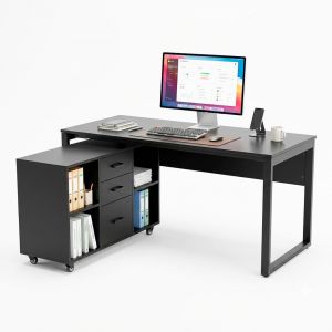 Bàn giám đốc có tủ di động 160x70cm gỗ cao su HBRT106