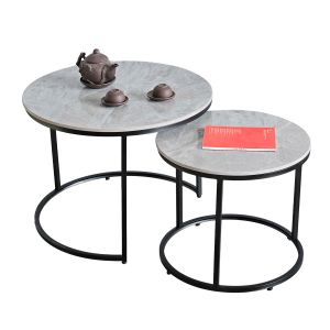 Bàn sofa đôi mặt tròn đá ceramic TT68317