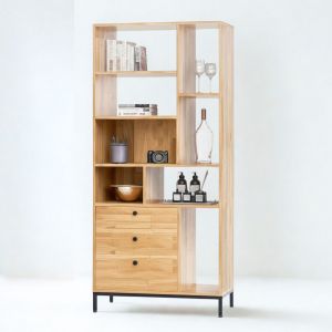 Kệ sách RINEL 80x35x170cm gỗ cao su KS68324