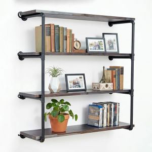 Kệ ống nước treo tường 4 tầng 120x30cm gỗ tràm PPF017