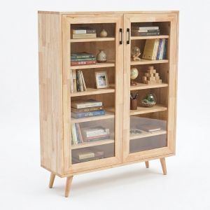 Tủ trưng bày cửa kính NOLAN 100x30x120cm gỗ cao su KTB68217