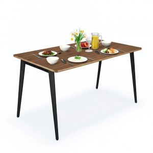 Bàn ăn chữ nhật 140x75cm gỗ plywood chân sắt hệ Tứ Giác Côn BA68232