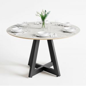 Bàn ăn tròn 120x120cm gỗ plywood chân sắt BA68231 Bàn ăn tròn 120x120cm gỗ plywood chân sắt BA68231