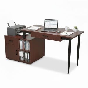 Bàn làm việc ZETA 160x60cm gỗ cao su chân CONE BD68152