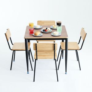 Combo bàn ăn vuông 80x80cm và 4 ghế ăn BBA182