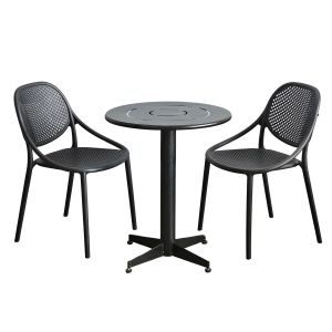 Combo bàn cafe sắt và 2 ghế RENO nhựa đúc CBCF326