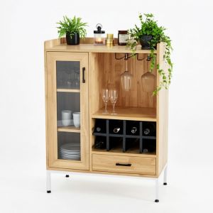 Tủ rượu LIVO 80x40x105cm gỗ cao su KR68005