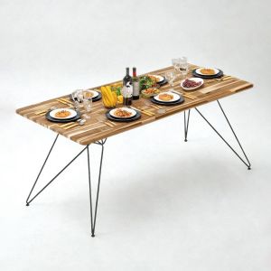 Bàn ăn chữ nhật 180x80cm gỗ tràm chân Hairpin BA68243