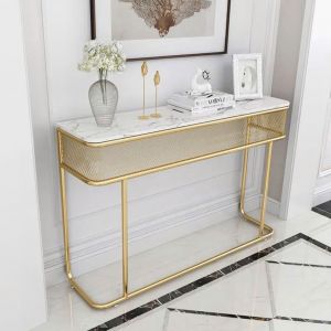 Bàn console 120x30x85cm mặt đá ceramic chân sắt CST104 Bàn console 120x30x85cm mặt đá ceramic chân sắt CST104