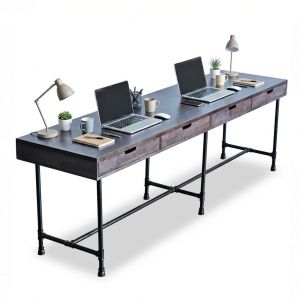 Bàn chân ống nước sắt TANDI 240x60x75cm gỗ tự nhiên BD68154