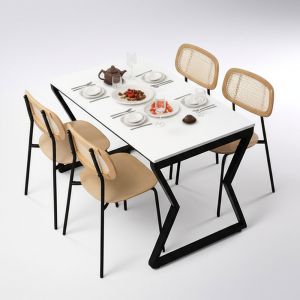 Combo bàn ăn chữ nhật và 4 ghế ăn BBA189