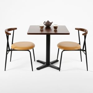 Combo bàn cafe vuông 70x70cm và 2 ghế mặt trăng CBCF332