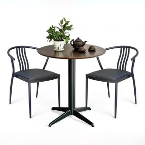 Combo bàn cafe tròn và 2 ghế Wishbon sắt CBCF335