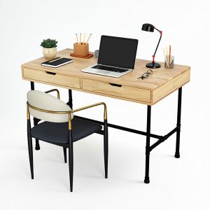 Combo bàn làm việc chân ống nước và ghế làm việc CB68215 Combo bàn làm việc chân ống nước và ghế làm việc CB68215
