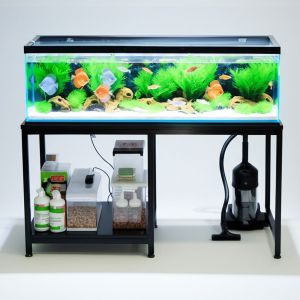 Kệ để hồ thủy sinh 110x50x54cm gỗ cao su khung sắt KTB68219