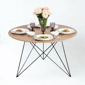 Bàn ăn tròn 120cm gỗ plywood chân sắt BA68248 Bàn ăn tròn 120cm gỗ plywood chân sắt BA68248