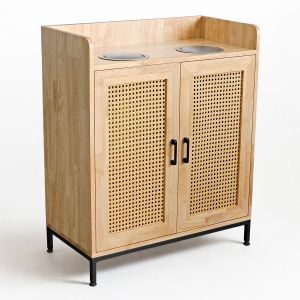 Tủ đựng rác 2 ngăn 80x40x95 gỗ cao su TDR001