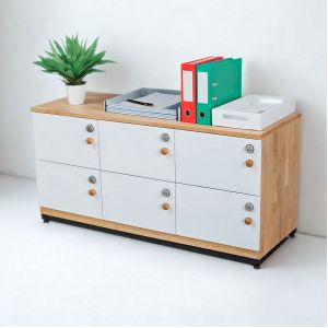 Tủ locker 6 ngăn khóa số 120x45x60cm gỗ cao su THSL009