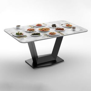Bàn ăn chữ nhật 160x90cm mặt đá ceramic BA68250
