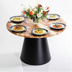 Bàn ăn tròn 120x120cm gỗ tràm chân sắt BA68252