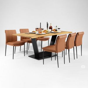 Combo bàn ăn chữ nhật và 6 ghế BBA206