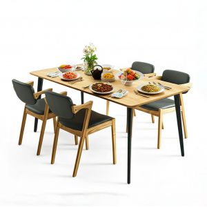 Combo bàn ăn chữ nhật và 4 ghế KAI gỗ BBA205