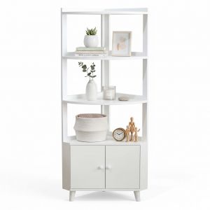 Kệ góc tường có ngăn tủ 50x50x160cm gỗ cao su KGT68048 Kệ góc tường có ngăn tủ 50x50x160cm gỗ cao su KGT68048