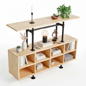 Bàn console ống nước 120x30x90cm gỗ cao su CST110