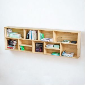 Kệ sách treo tường 200x20x61cm gỗ cao su KS68336