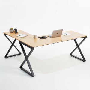 Bàn góc chữ L 160x140cm gỗ cao su hệ XConcept HBXC053 Bàn góc chữ L 160x140cm gỗ cao su hệ XConcept HBXC053