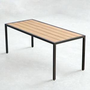 Bàn chữ nhật ngoài trời 180x80cm gỗ nhựa vân 3D BNT011 Bàn chữ nhật ngoài trời 180x80cm gỗ nhựa vân 3D BNT011