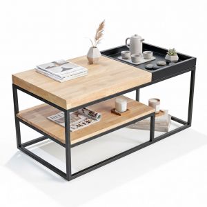 Bàn trà phòng khách 100x50cm gỗ cao su TT68334