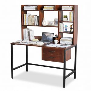 Bàn làm việc liền giá sách 120x60x150cm gỗ cao su FD68082