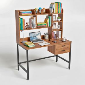 Bàn làm việc liền giá sách 120x60x150cm gỗ cao su FD68082 Bàn làm việc liền giá sách 120x60x150cm gỗ cao su FD68082