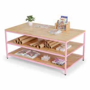 Bàn workshop 3 tầng 180x100x80cm gỗ cao su WSTB001