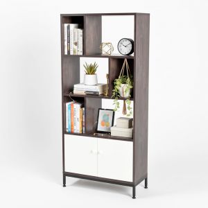 Kệ sách có ngăn tủ 70x30x150cm gỗ cao su KS68345 Kệ sách có ngăn tủ 70x30x150cm gỗ cao su KS68345