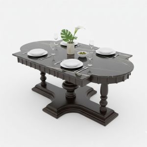 Bàn ăn Kalista 220x100x75cm mặt đá chân gỗ BA68272