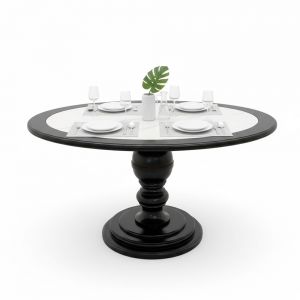 Bàn tròn Imperial đường kính 1m2 mặt đá ceramic cao cấp chân gỗ BA68275