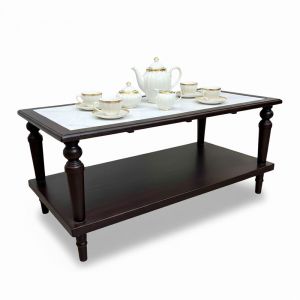 Bàn sofa chữ nhật 120x60cm mặt đá ceramic chân tiện gỗ tần bì TT68344