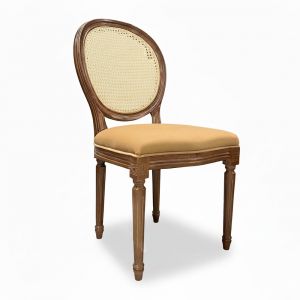 Ghế Louis lưng mây không tay gỗ cao su bọc vải nhung GSK022