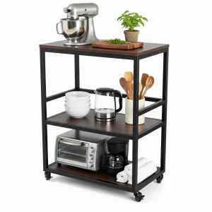 Kệ bếp di động 64x40x89cm mặt gỗ cao su KB68074