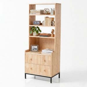 Tủ kệ trang trí phòng khách gỗ cao su chân sắt KTB68139