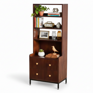 Tủ kệ trang trí phòng khách gỗ cao su chân sắt KTB68139