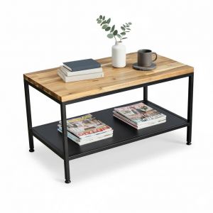 Bàn sofa 2 tầng 80x50x45 mặt gỗ tràm chân sắt TT68130